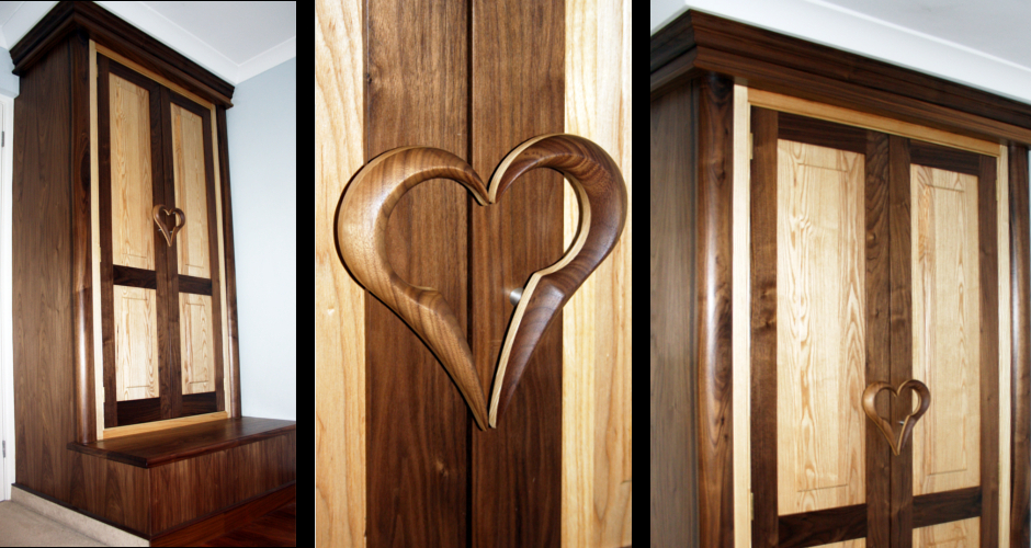 Fitted wardrobe in ash and walnut